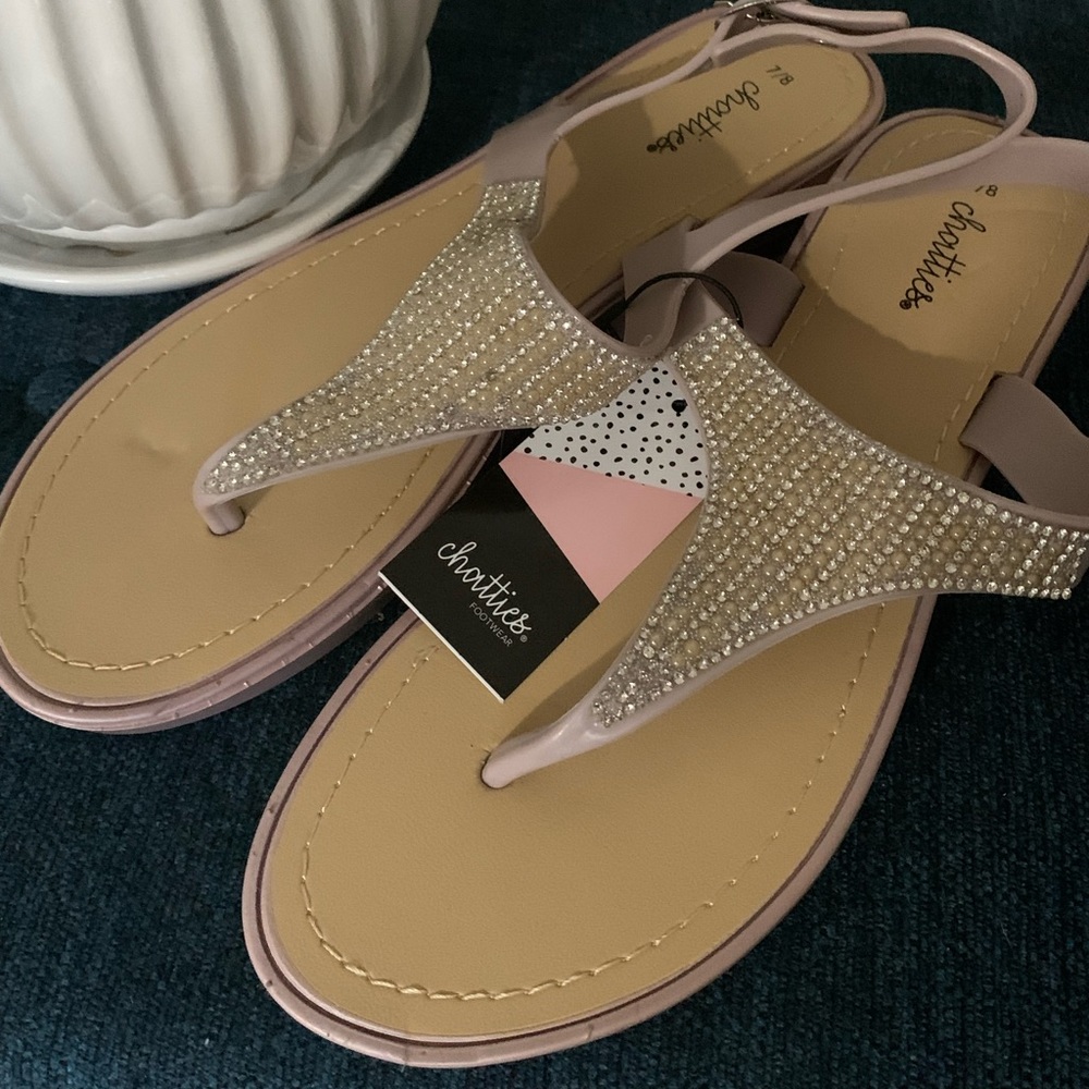 Sparkly Beaded Sandals by Chatties, Size 7/8